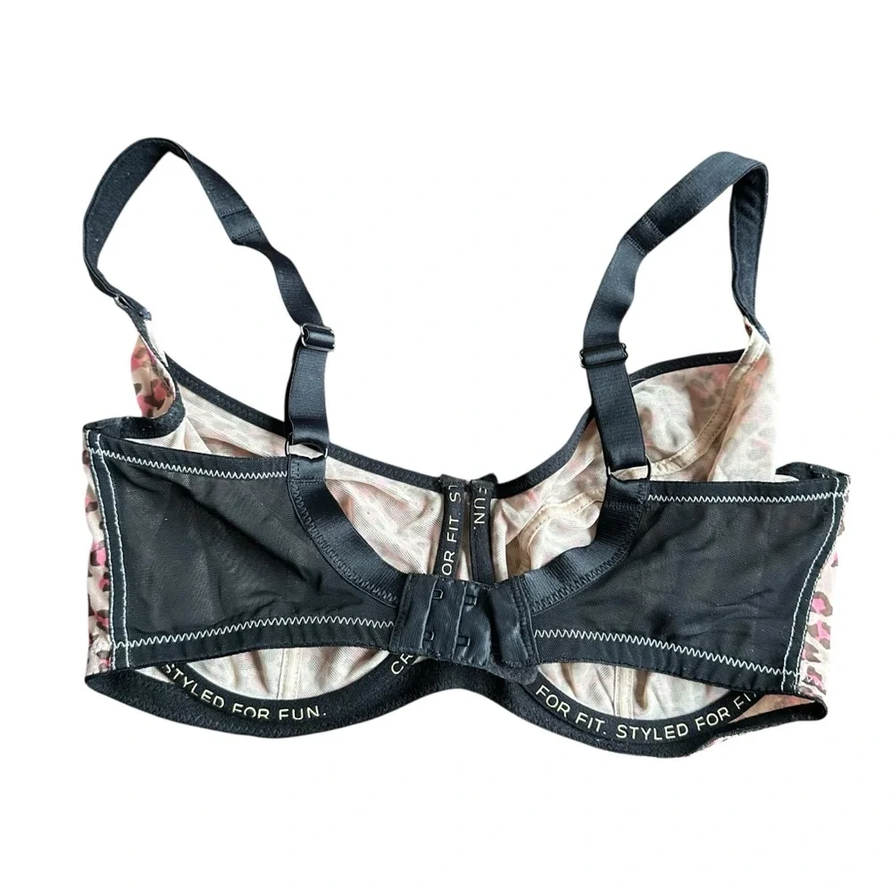 Cleo by Panache (9111) Della Unlined Mesh Leopard Print Balconette Bra 30GG 30J - Picture 5 of 11